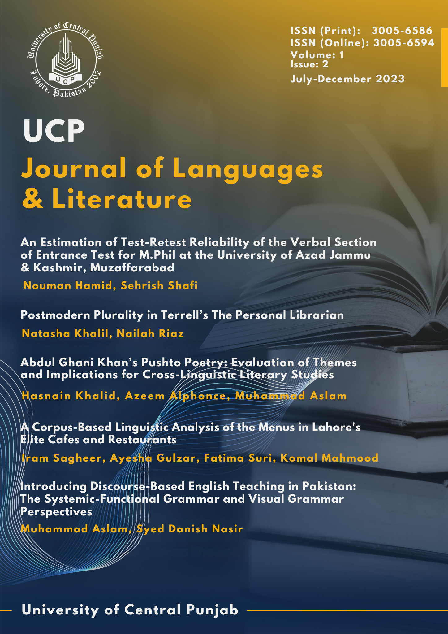 					View Vol. 1 No. 2 (2023): UCP Journal of Languages & Literature
				