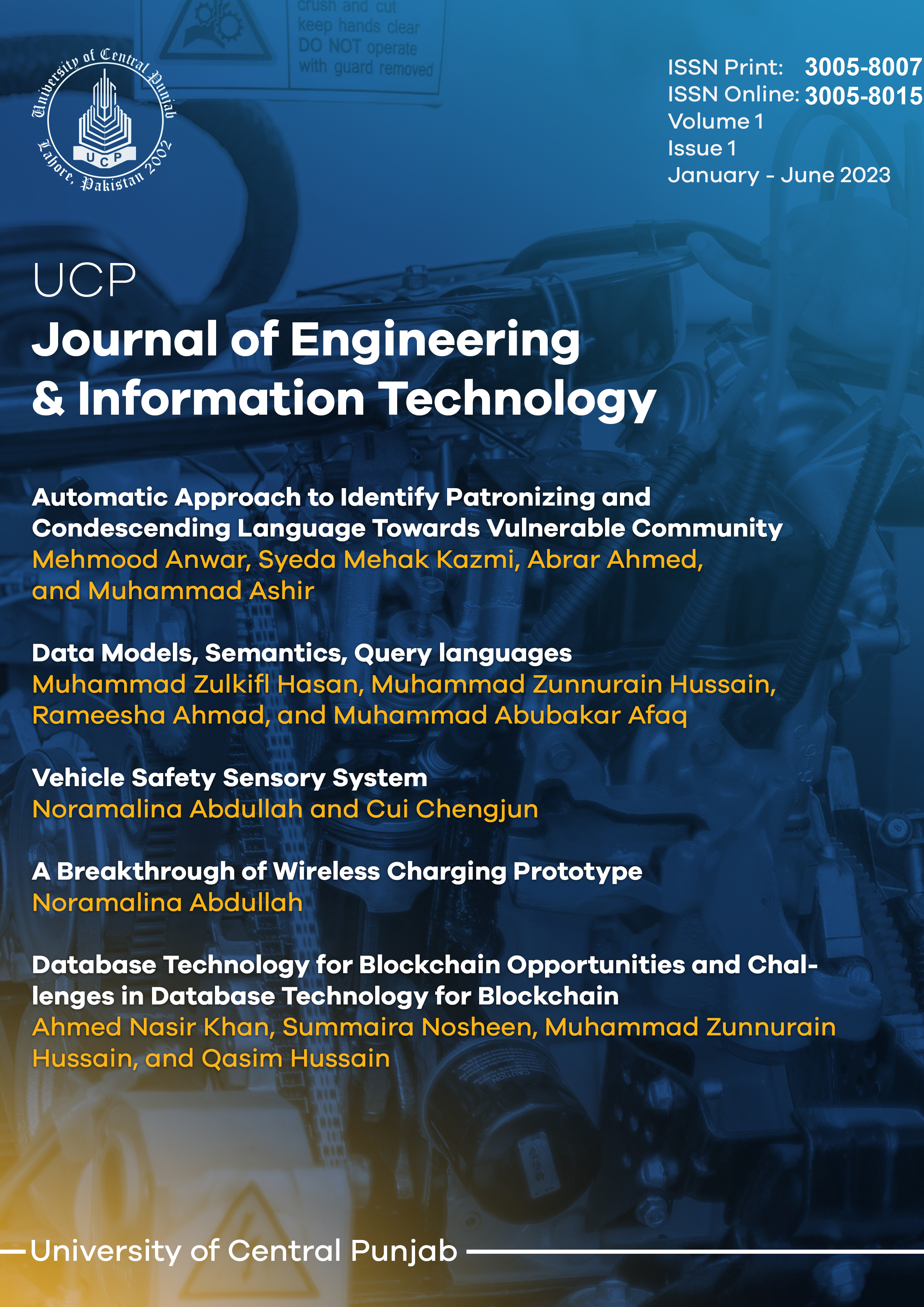 					View Vol. 1 No. 1 (2023): UCP Journal of Engineering & Information Technology
				