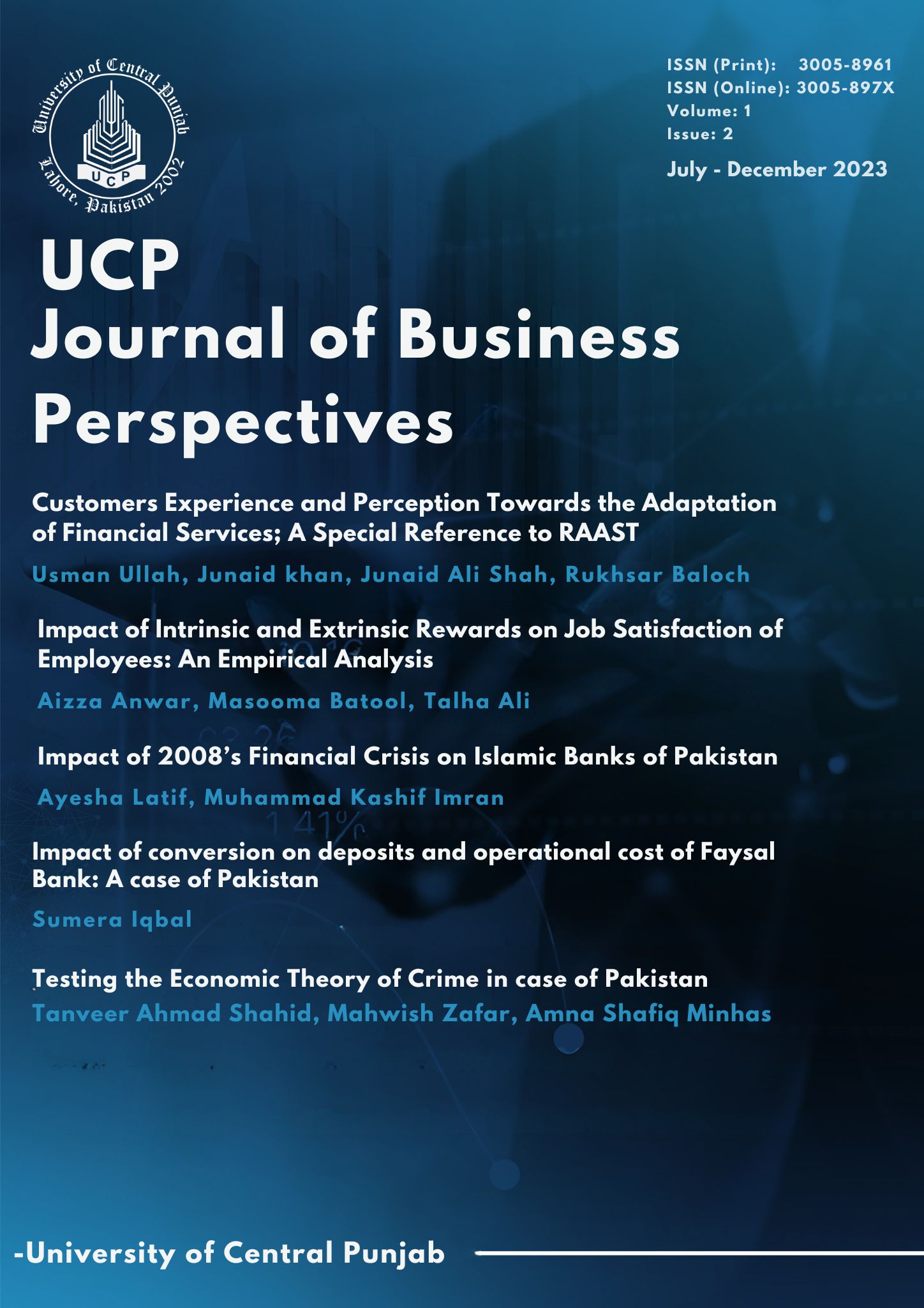 					View Vol. 1 No. 2 (2023): UCP Journal of Business Perspective
				