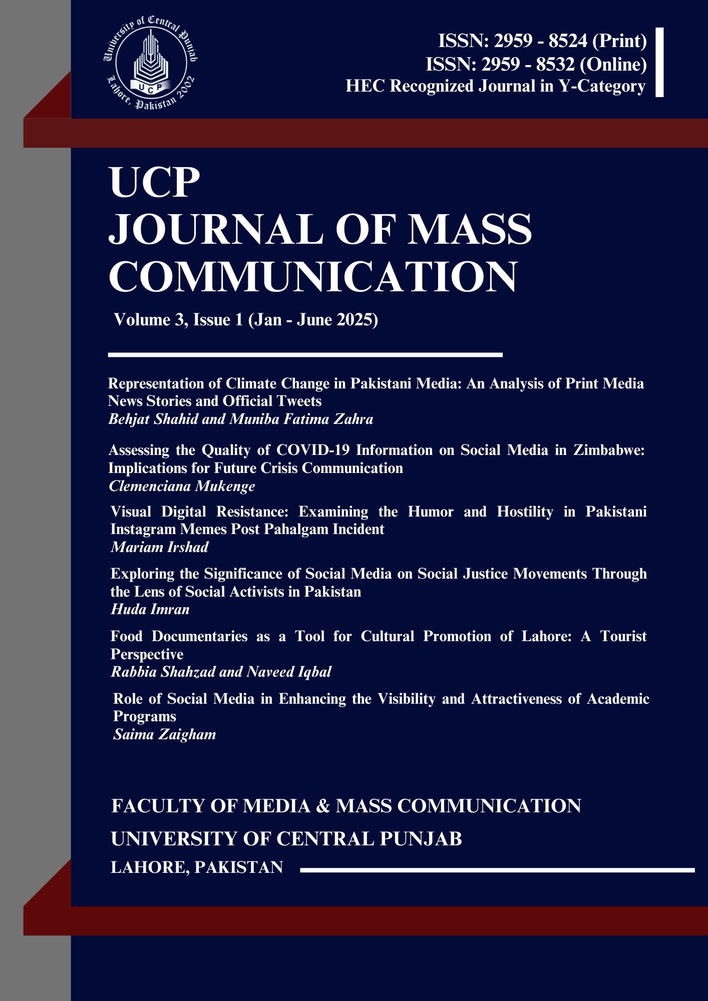 View Vol. 3 No. 1 (2025): UCP Journal of Mass Communication
