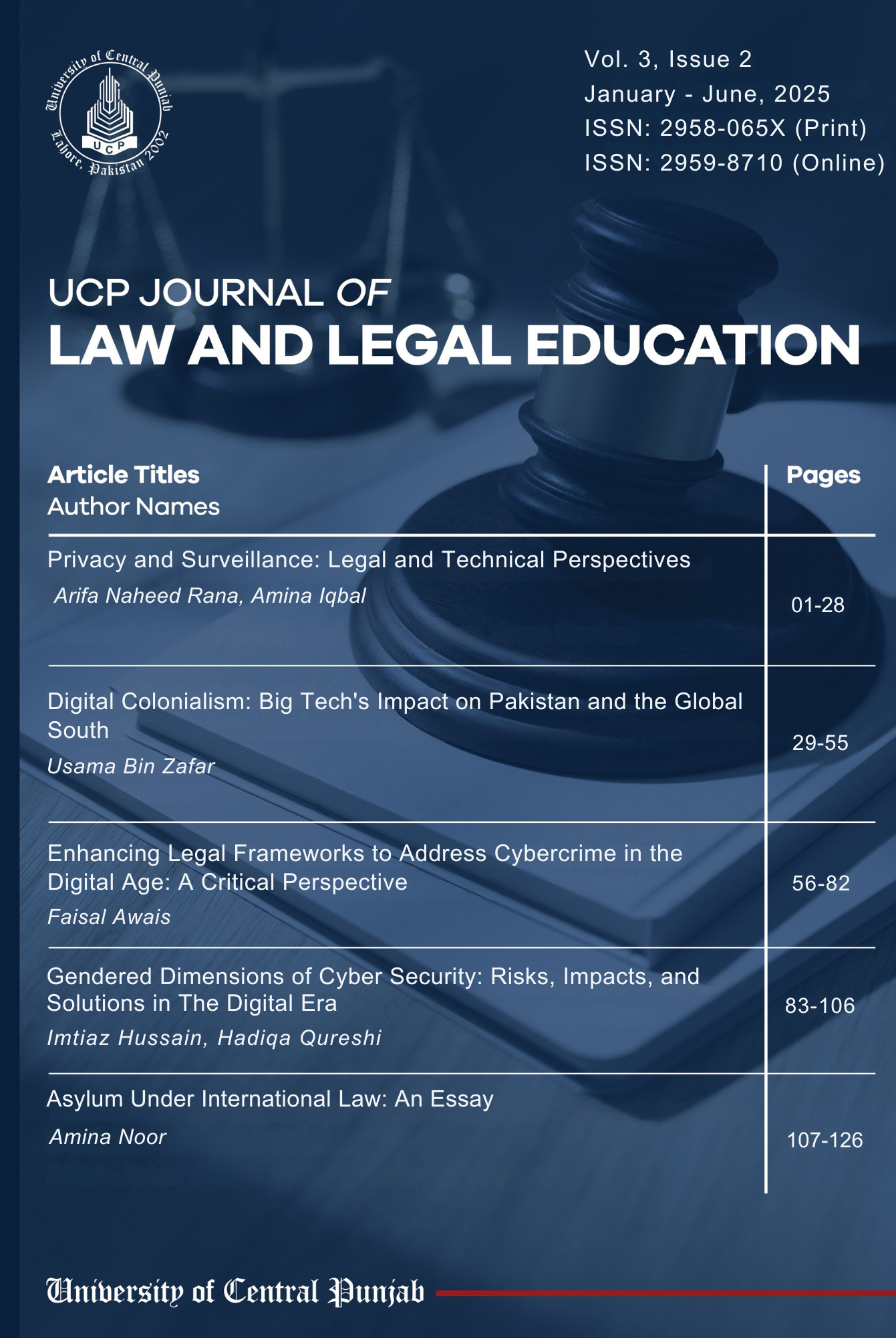 					View Vol. 3 No. 2 (2025): UCP Journal of Law and Legal Education
				