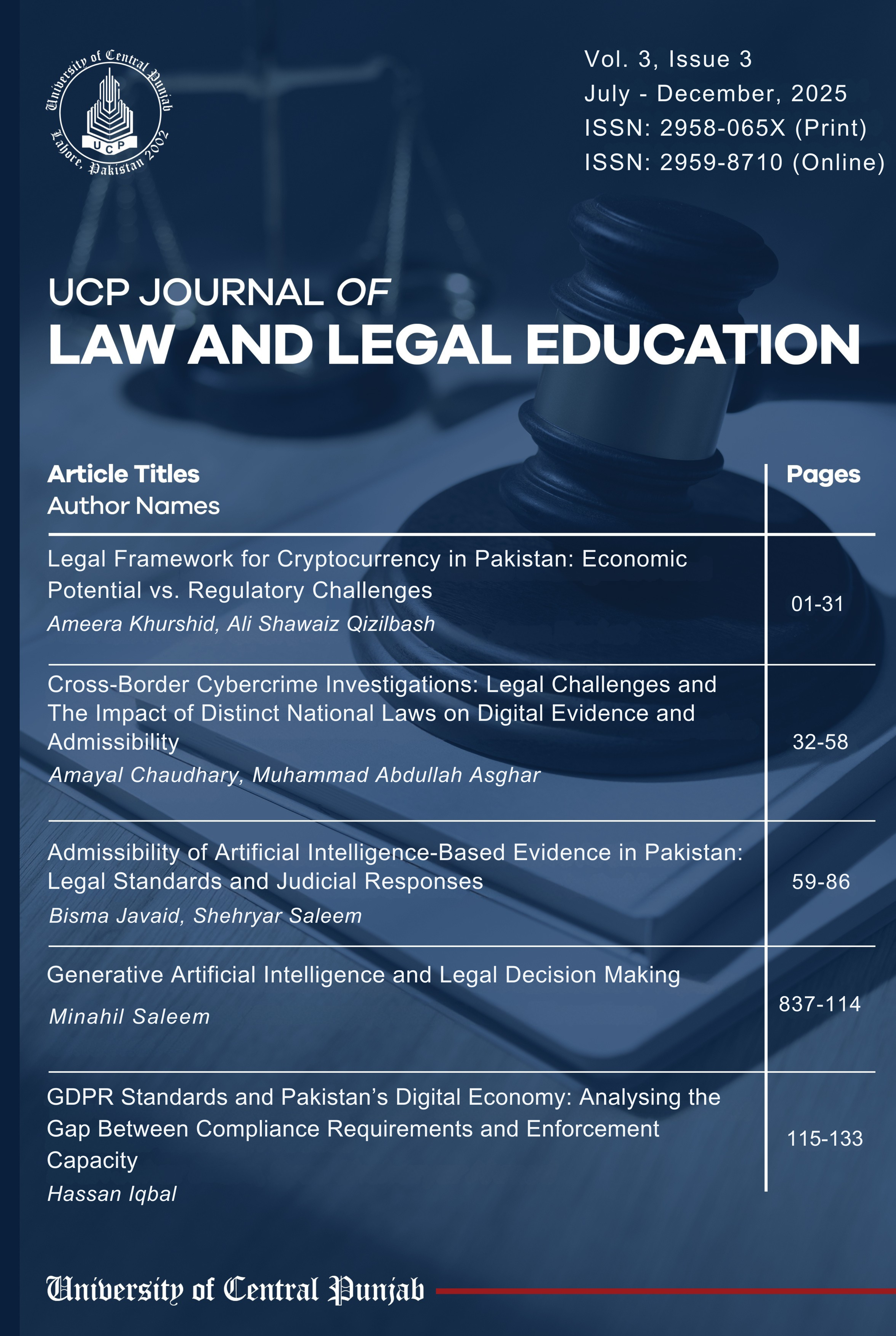 					View Vol. 3 No. 3 (2025): UCP Journal of Law and Legal Education
				